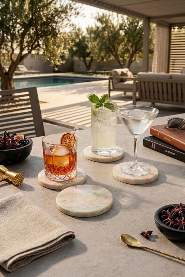 GAURI KOHLI Moonlight Onyx Coasters #1