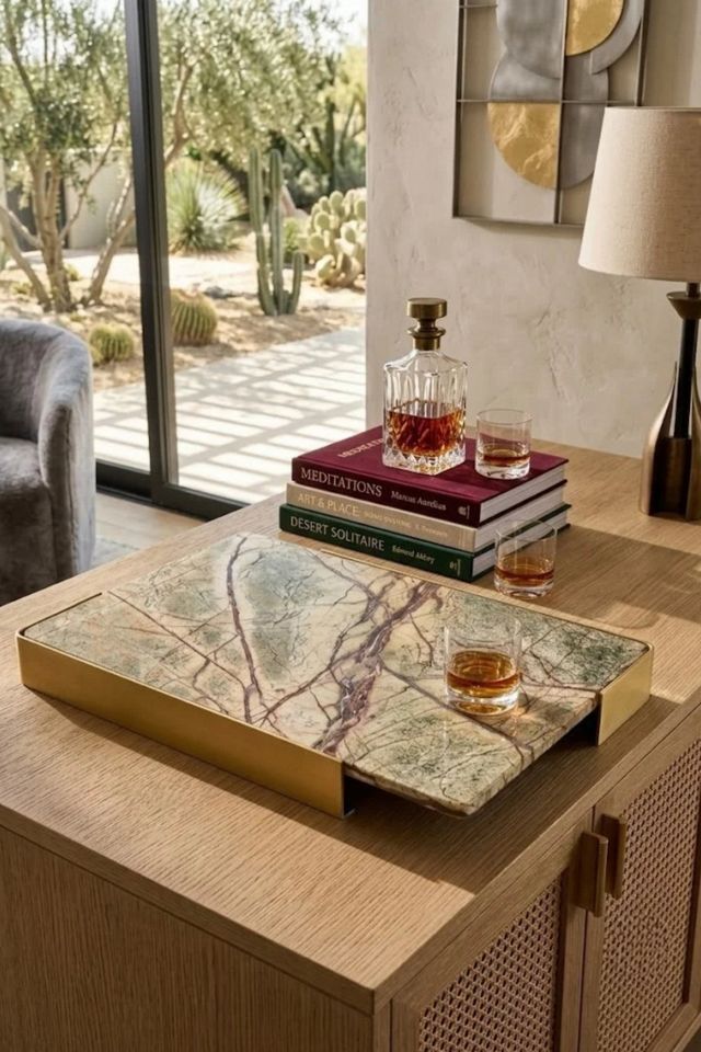 GAURI KOHLI Normandy Veined Onyx Marble Tray #1