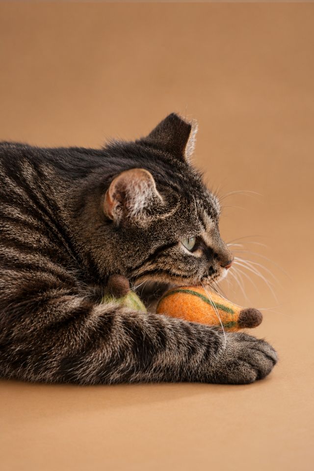 MODERNBEAST Fall Gourds Wool Cat Toy Set #2