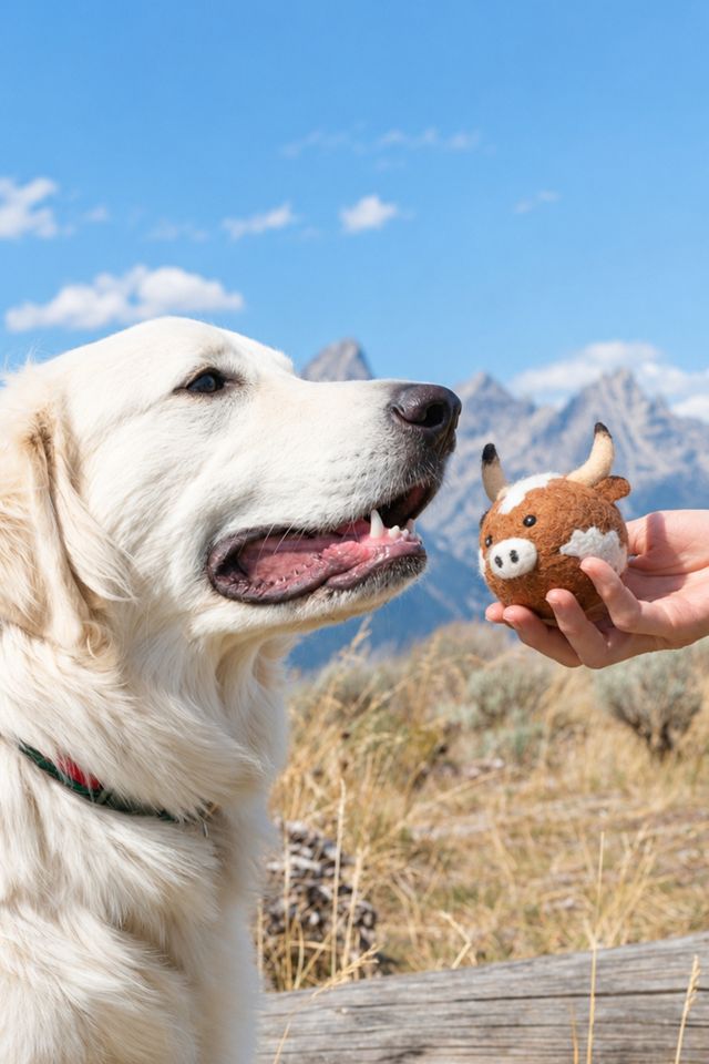 MODERNBEAST Texas Longhorn Beastball Wool Dog Toy #2