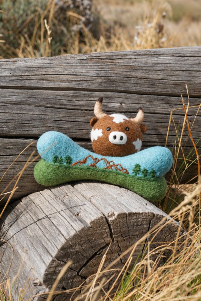 MODERNBEAST Texas Longhorn Beastball Wool Dog Toy #3