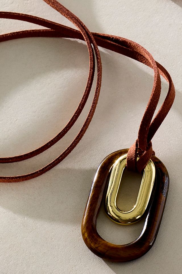 ALV Oversized Stone On Suede Necklace #1