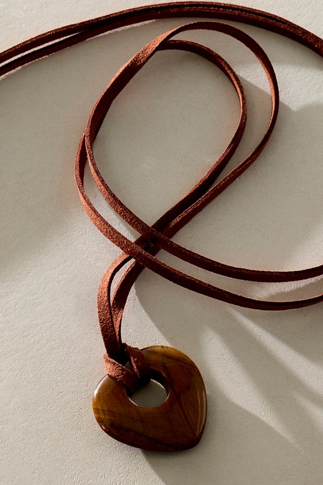 ALV Semiprecious Heart On Suede Necklace #2
