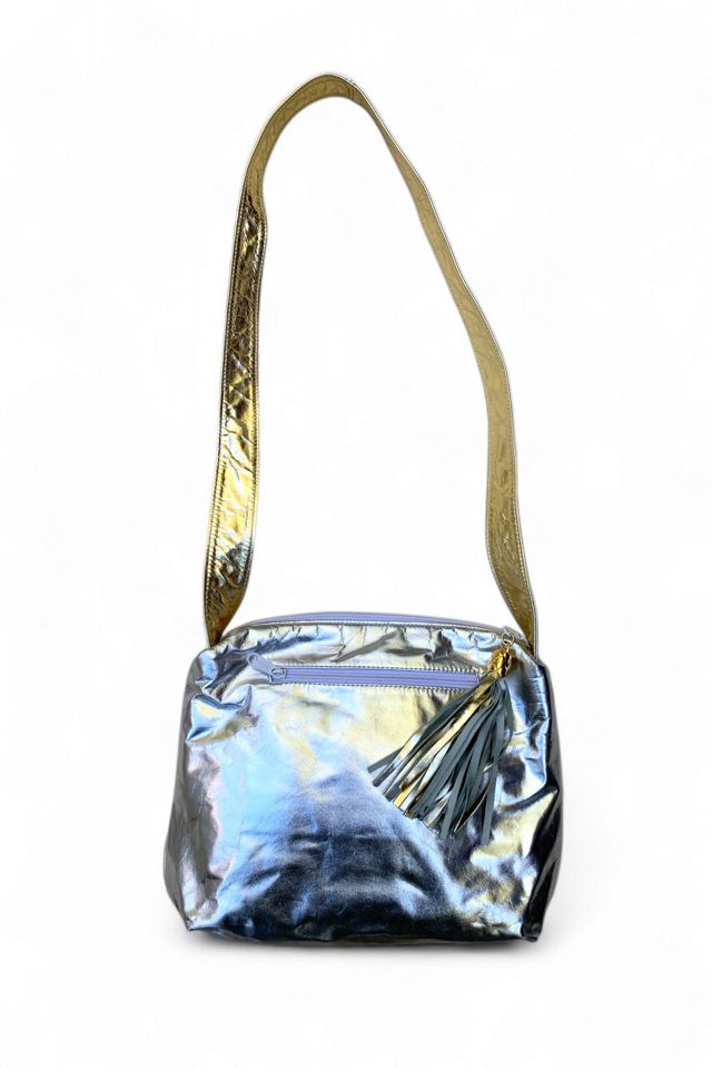 Vintage 1980s Studded Metallic Leather Crossbody Bag Selected by SharpLilTeeth #2