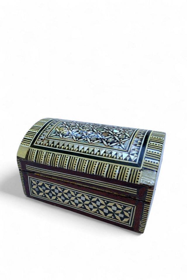 Vintage Mother of Pearl Domed Mosaic Jewelry Box Selected by SharpLilTeeth #3