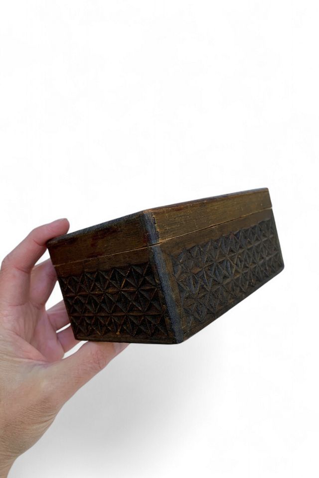Vintage 1920s Hand Carved Rustic Wooden Box Selected by SharpLilTeeth #1