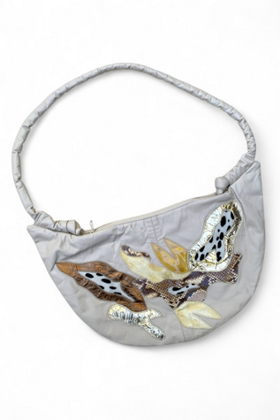 Vintage 1980s Patchwork Leather Crescent Shoulder Bag Selected by SharpLilTeeth