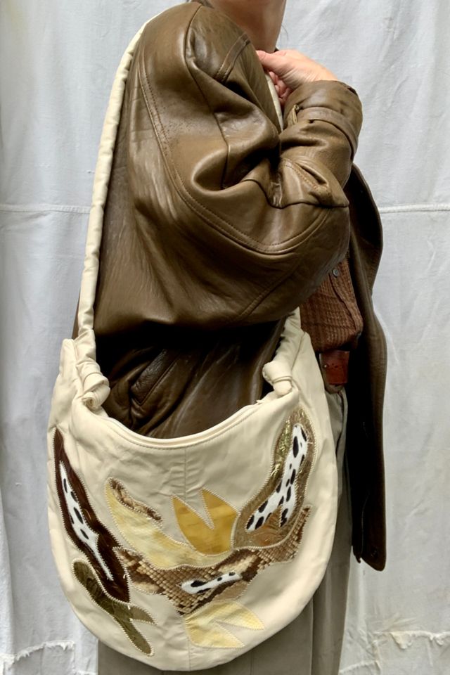 Vintage 1980s Patchwork Leather Crescent Shoulder Bag Selected by SharpLilTeeth #3