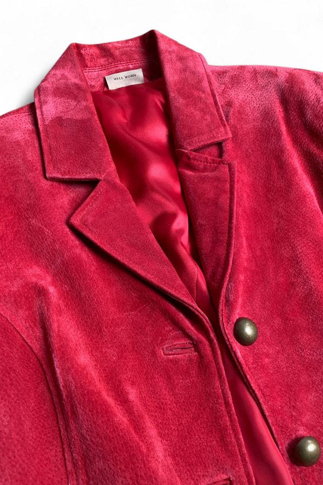 Vintage Red Suede Leather Blazer Jacket Selected by SharpLilTeeth #1