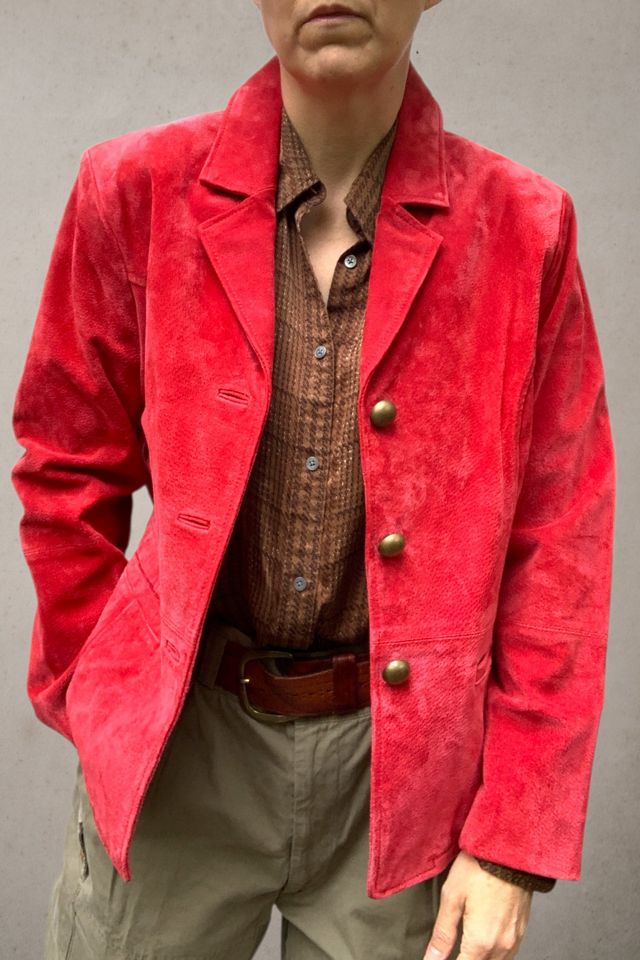 Vintage Red Suede Leather Blazer Jacket Selected by SharpLilTeeth #2