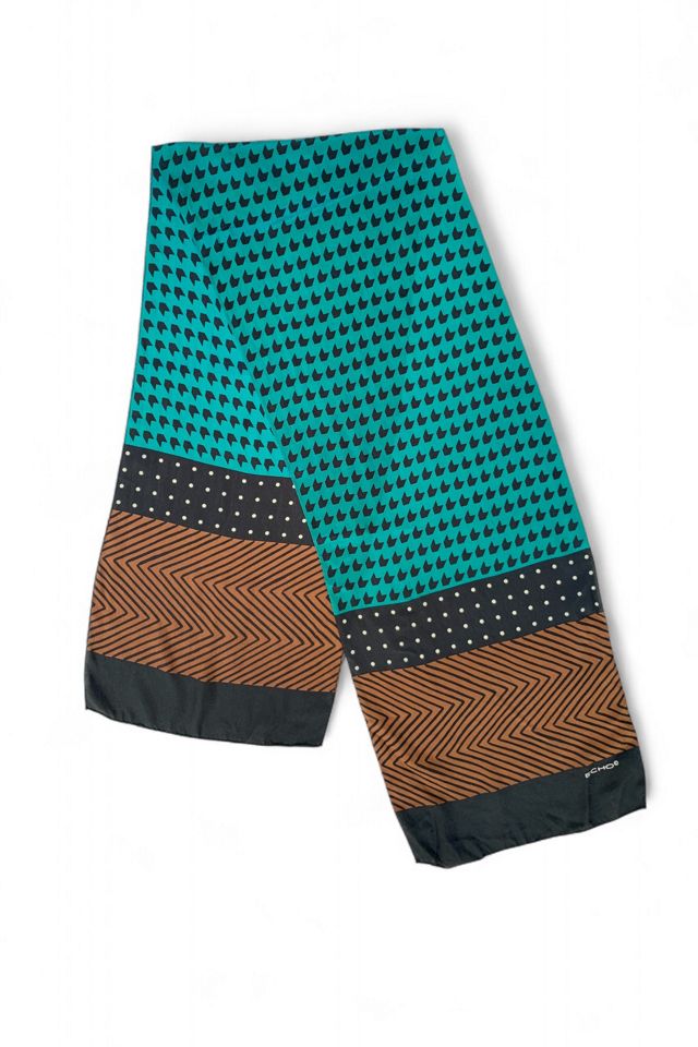 Vintage 1980s Geometric Print Silk Scarf Selected by SharpLilTeeth #1