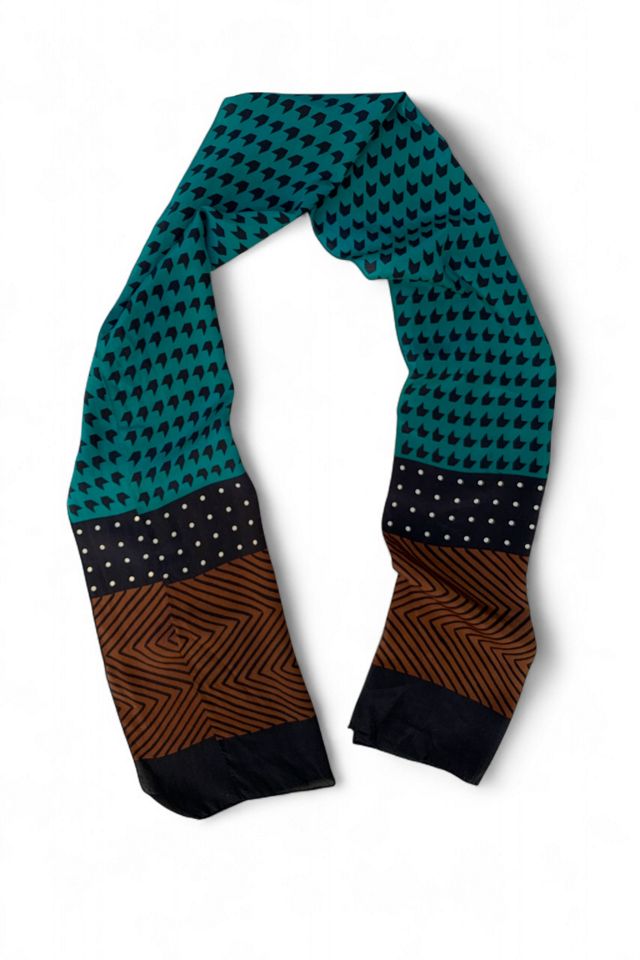 Vintage 1980s Geometric Print Silk Scarf Selected by SharpLilTeeth #2