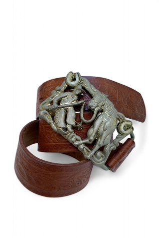 Vintage Cowboy & Horse Tooled Leather Belt Selected by SharpLilTeeth