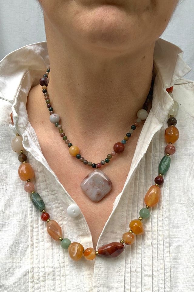 Vintage Handmade Mixed Gemstone Pendant Necklace Selected by SharpLilTeeth #3