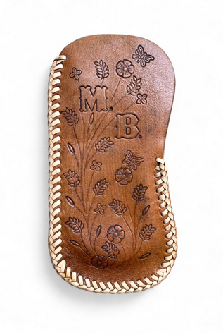 Vintage 1970s Hand Tooled Leather Eyeglass Case Selected by SharpLilTeeth