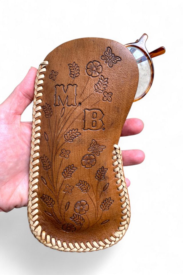 Vintage 1970s Hand Tooled Leather Eyeglass Case Selected by SharpLilTeeth #1