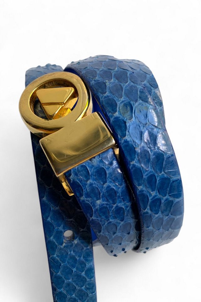 Vintage 1980s Electric Blue Leather Belt Selected by SharpLilTeeth #1