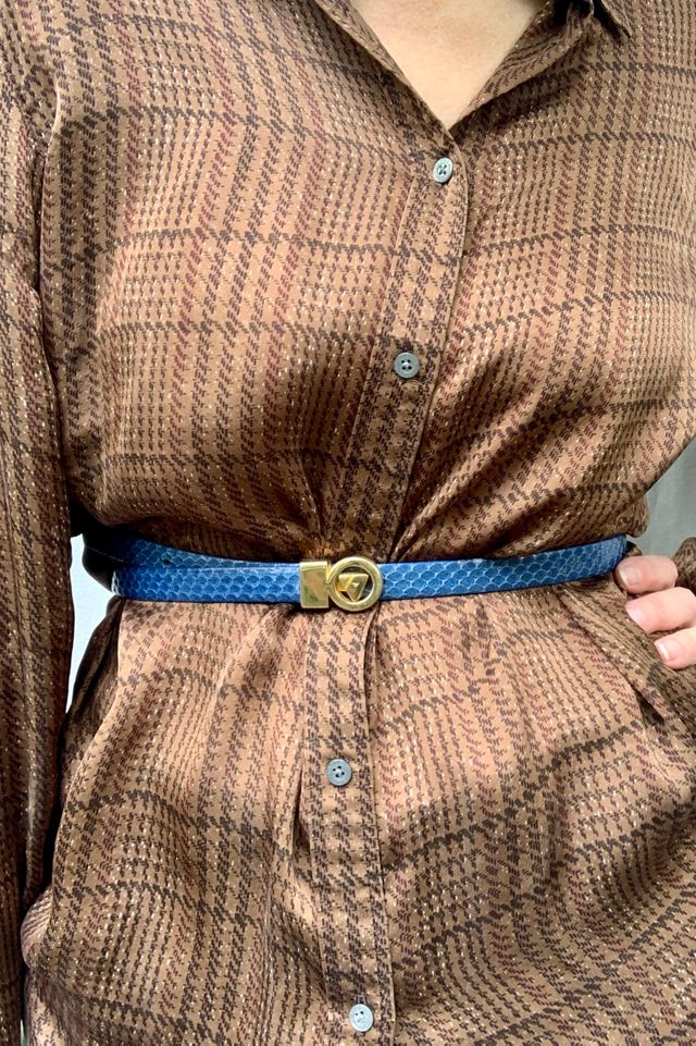 Vintage 1980s Electric Blue Leather Belt Selected by SharpLilTeeth #2