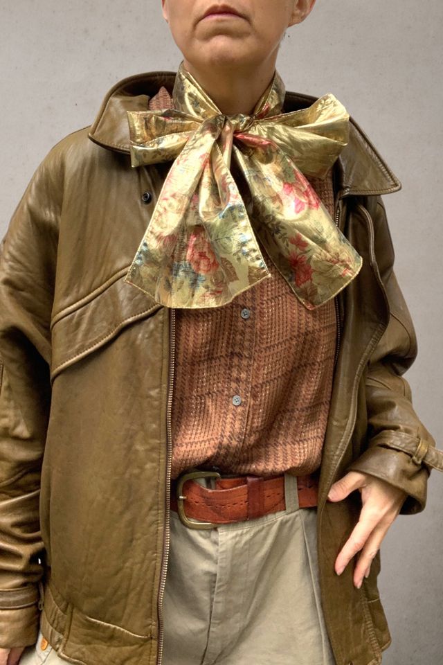 Vintage 1980s Gold Lamé Floral Scarf Selected by SharpLilTeeth #3