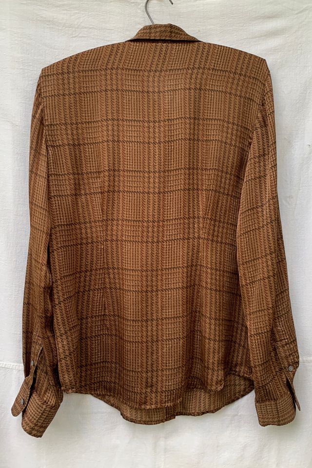 Vintage 1990s Houndstooth Silk Button-Up Blouse Selected by SharpLilTeeth #2