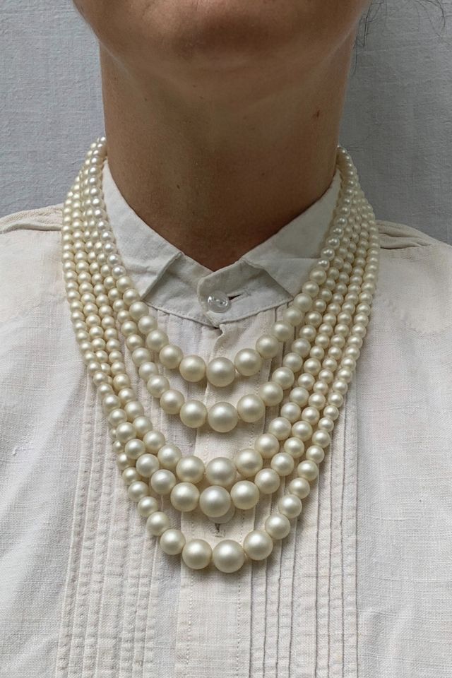 Vintage Mid-Century Multi-Strand Faux Pearl Necklace Selected by SharpLilTeeth #3