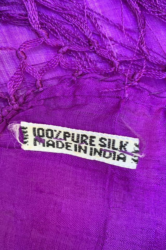 Vintage Violet Purple Woven Silk Gauze Fringe Scarf Selected by SharpLilTeeth #1