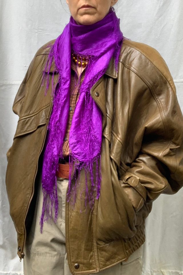 Vintage Violet Purple Woven Silk Gauze Fringe Scarf Selected by SharpLilTeeth #2