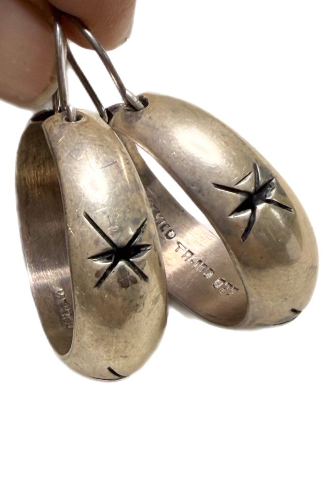 Vintage Sterling Silver Taxco Starburst Hoop Earrings Selected by Lux Revival #1