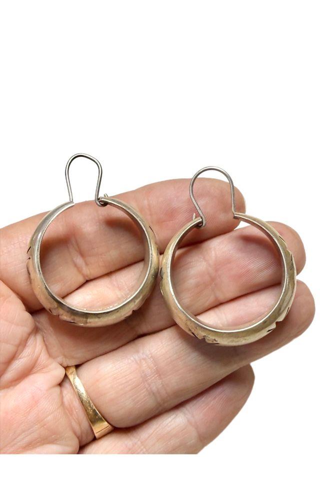 Vintage Sterling Silver Taxco Starburst Hoop Earrings Selected by Lux Revival #2