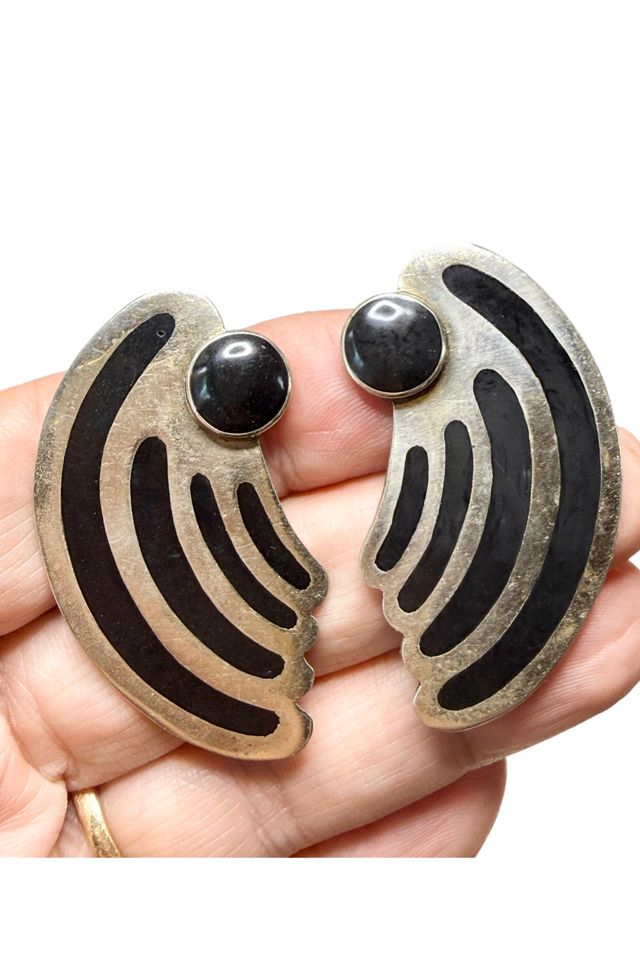 Vintage Black + Silver Wing Earrings Selected by Lux Revival #1