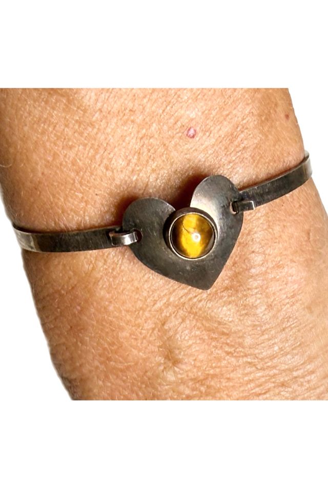 Vintage Sterling Silver Heart Bracelet with Gemstone Selected by Lux Revival #1