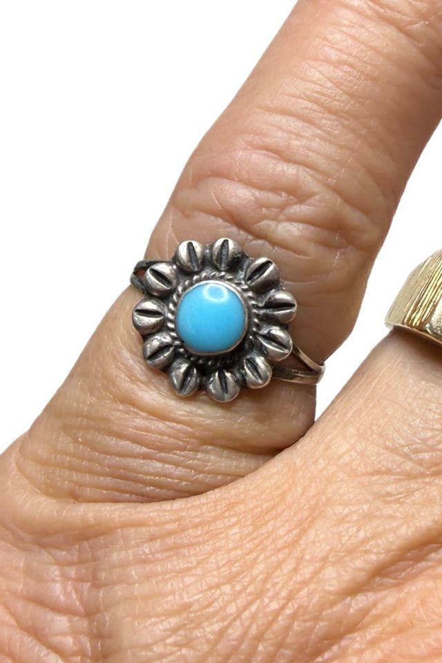 Vintage Sterling Silver + Gemstone Flower Ring Selected by Lux Revival #1