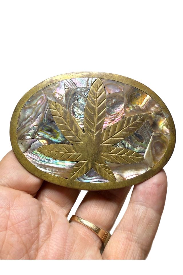 Vintage 1970s Brass + Abalone Belt Buckle Selected by Lux Revival #1