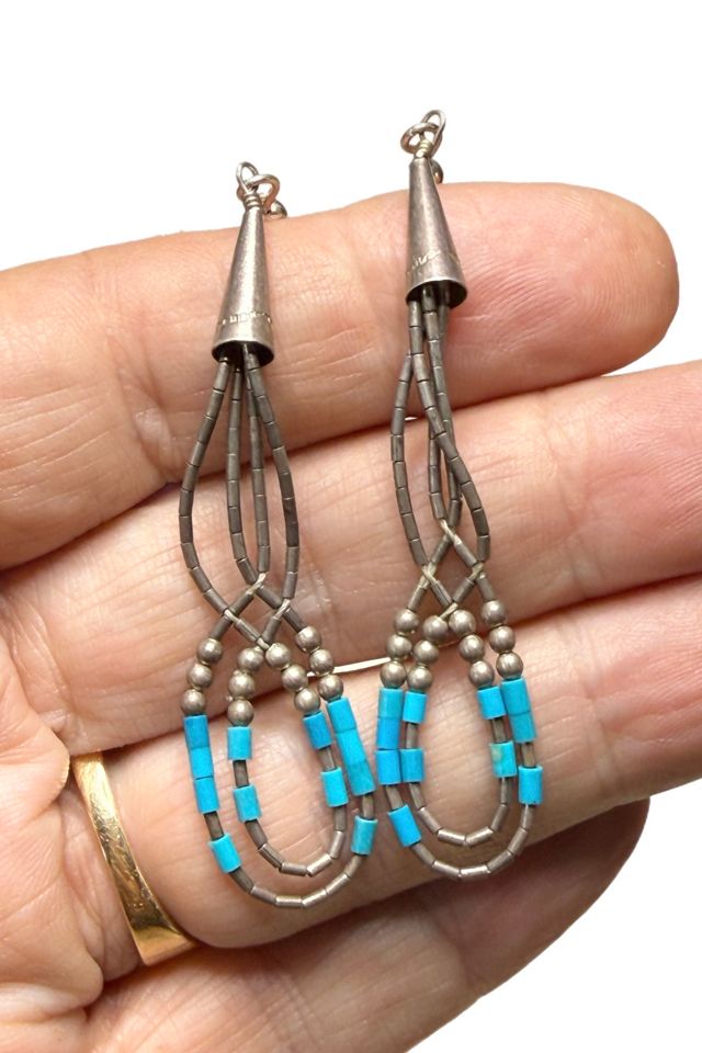 Vintage Southwestern Sterling + Gemstone Dangle Earrings Selected by Lux Revival #1