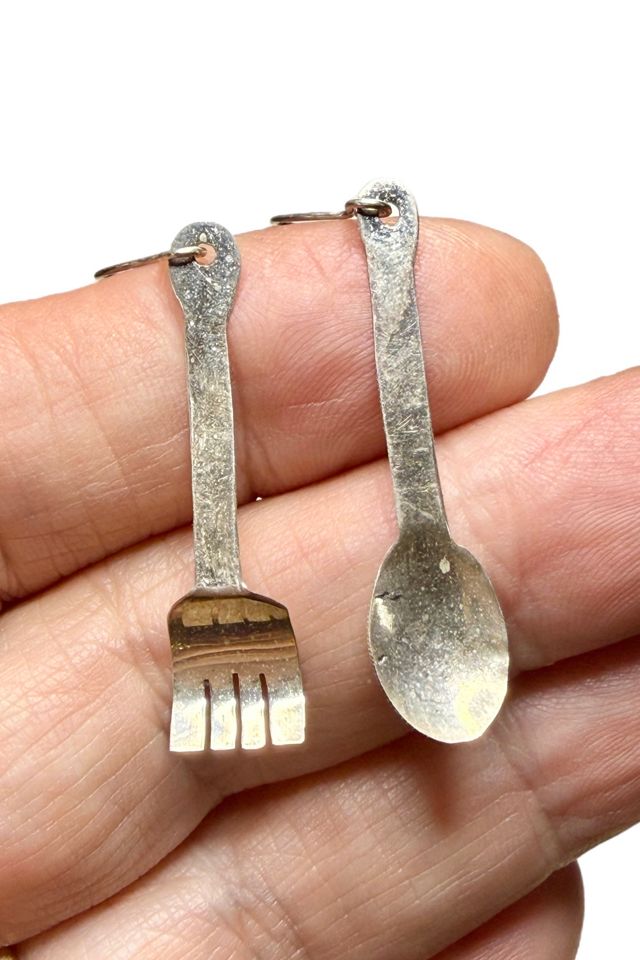 Vintage Sterling Silver Spoon + Fork Dangle Earrings Selected by Lux Revival #1