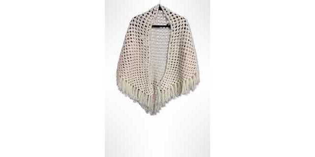 1970s Handmade Crochet Sequin Fringe Shawl Selected By Ritual Vintage #1