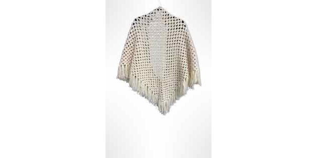 1970s Handmade Crochet Sequin Fringe Shawl Selected By Ritual Vintage #2