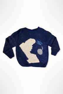 1980s Abstract Face Pattern Knit Sweater Selected By Ritual Vintage