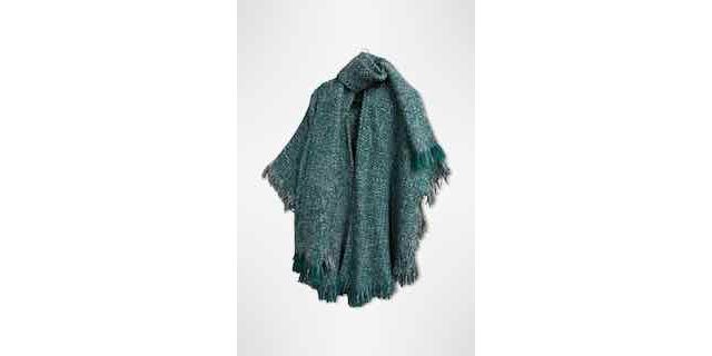 1980s Jade Green Woven Fringe Poncho Wrap Selected By Ritual Vintage #3