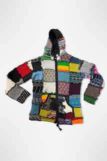 1990s Patchwork Knit Hooded Jacket Selected By Ritual Vintage