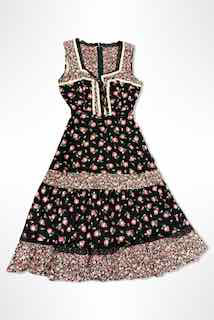 1970s Rose Print Midi Prairie Dress Selected By Ritual Vintage