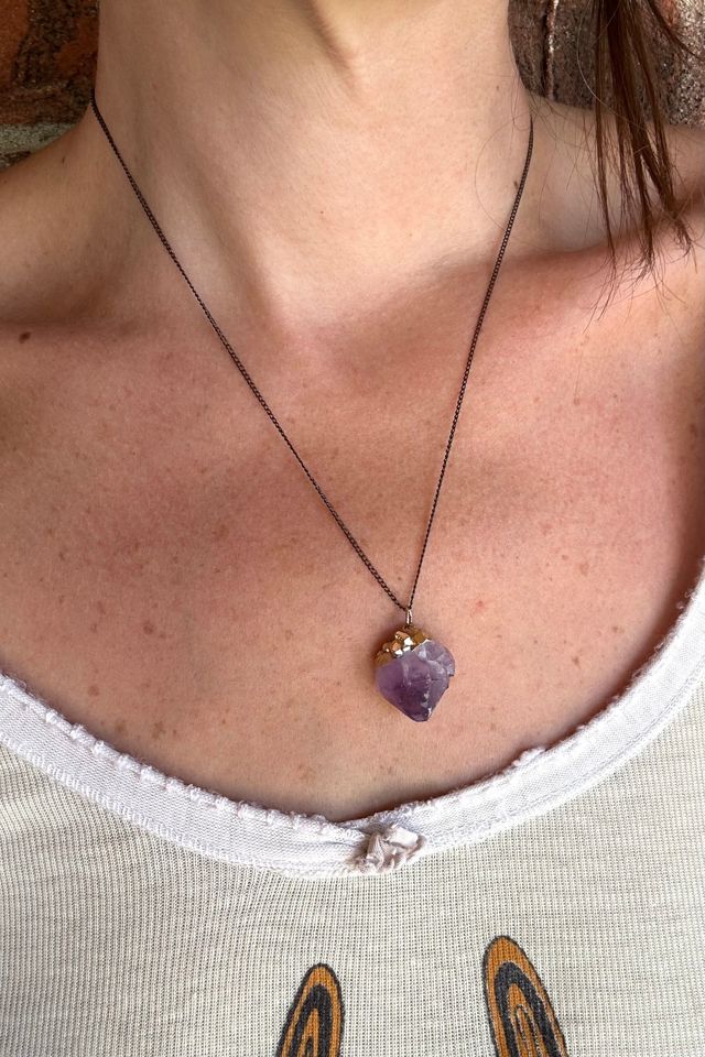 Vintage Raw Amethyst Stone Necklace Selected by Grievous Angel Vintage #2