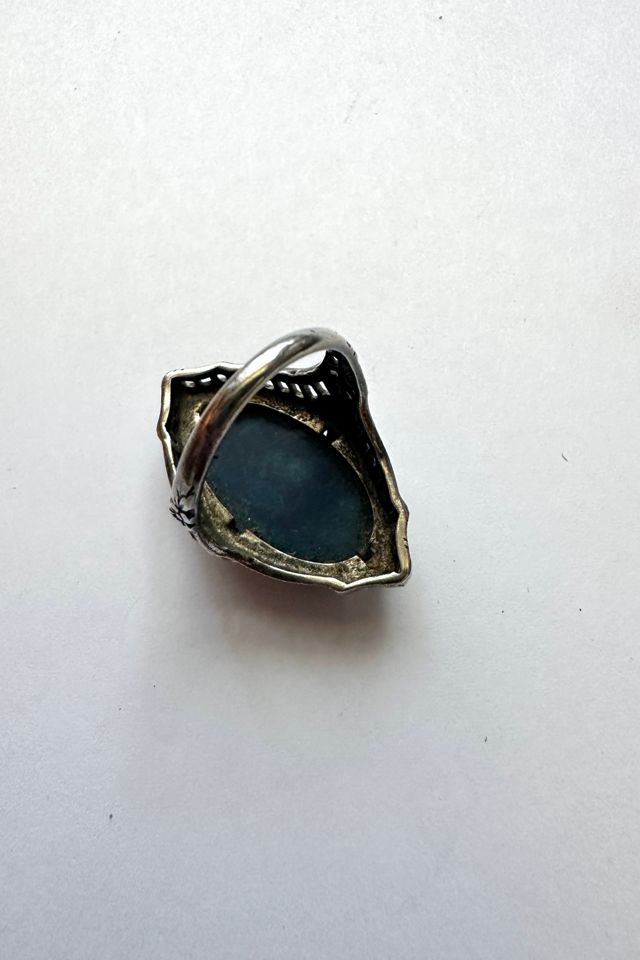 Vintage Blue Cabochon Sterling Silver Filigree Ring Selected by Grievous Angel Vintage #2