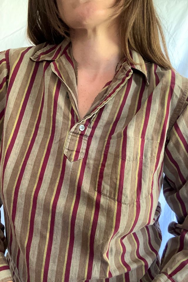 Vintage 1940s Tom Sawyer Stripe Henley Shirt Selected by Grievous Angel Vintage #1