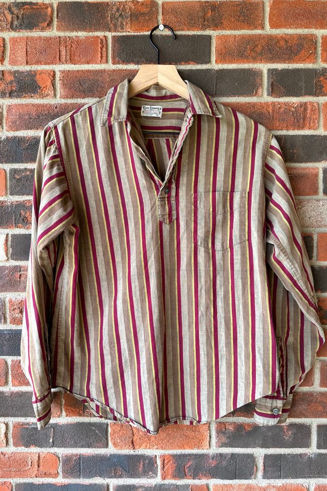Vintage 1940s Tom Sawyer Stripe Henley Shirt Selected by Grievous Angel Vintage #2