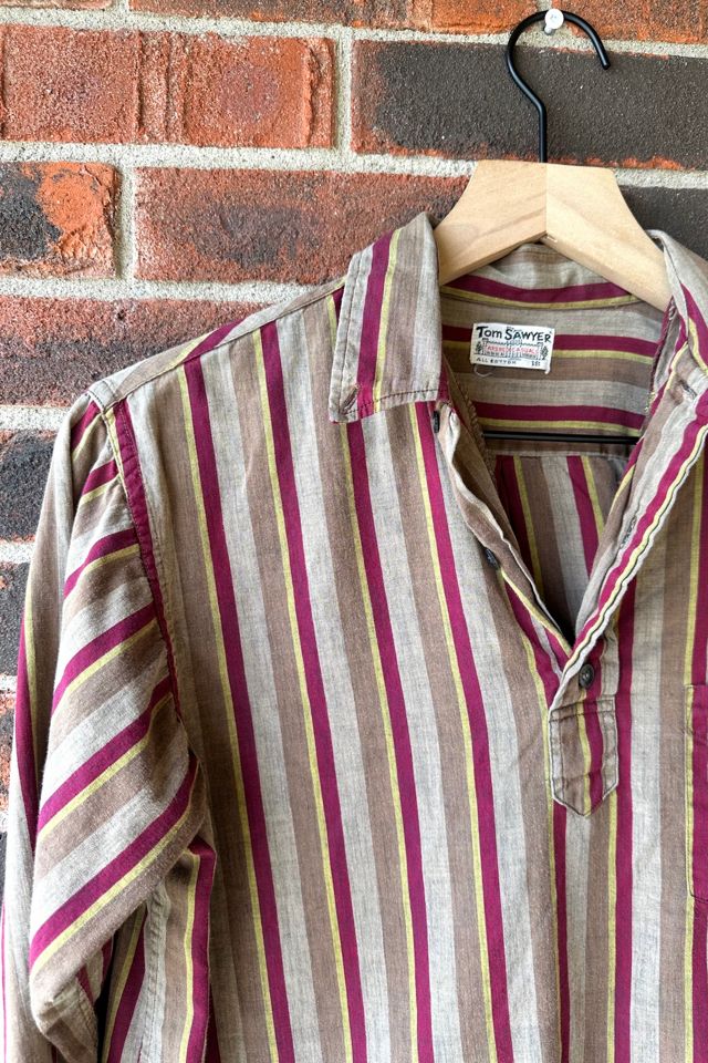 Vintage 1940s Tom Sawyer Stripe Henley Shirt Selected by Grievous Angel Vintage #3