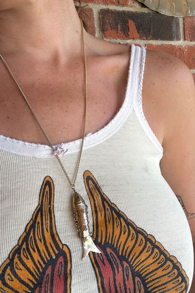 Vintage Gold Tone Articulated Fish Necklace Selected by Grievous Angel Vintage #2