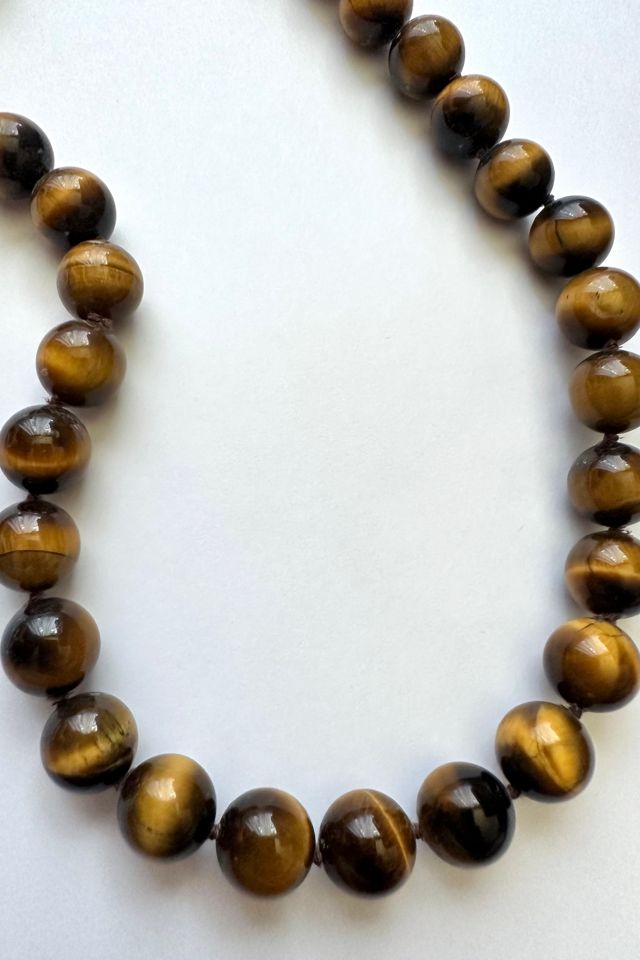 Vintage Tigers Eye Round Beaded Choker Necklace Selected by Grievous Angel Vintage #1
