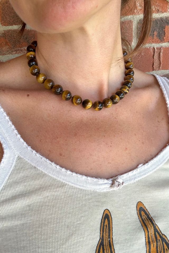 Vintage Tigers Eye Round Beaded Choker Necklace Selected by Grievous Angel Vintage #2