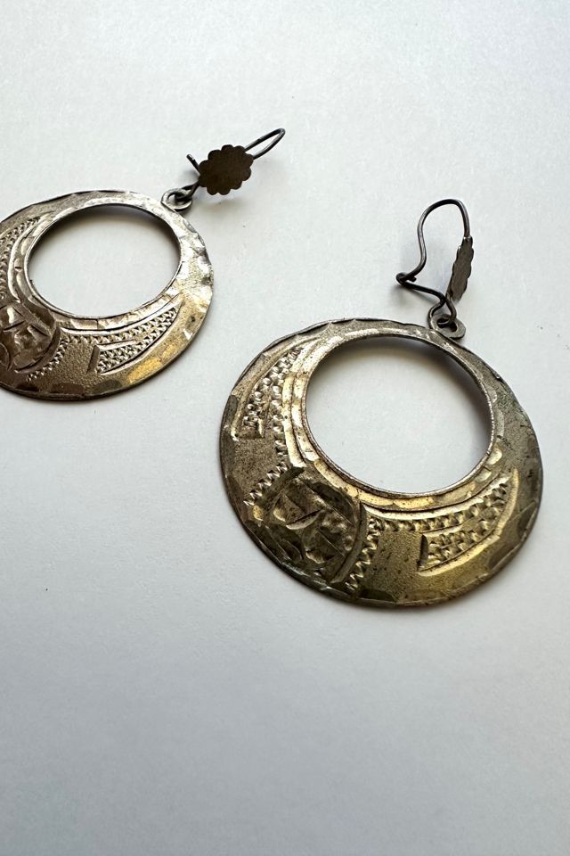 Vintage Stamped Silver Mod Circle Earrings Selected by Grievous Angel Vintage #1